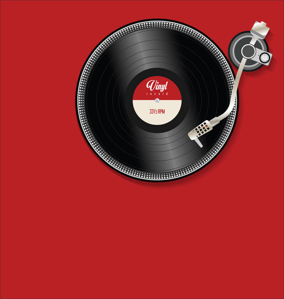Turntable and vinyl record disc flat simple concept illustration  - Vector, Image