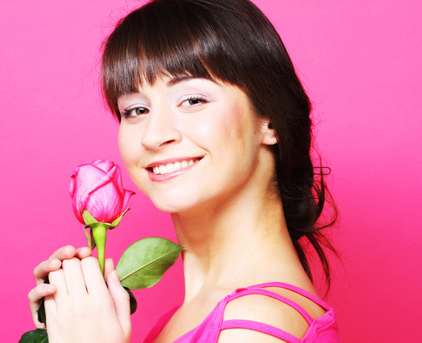 Woman with rose - Foto, Imagen