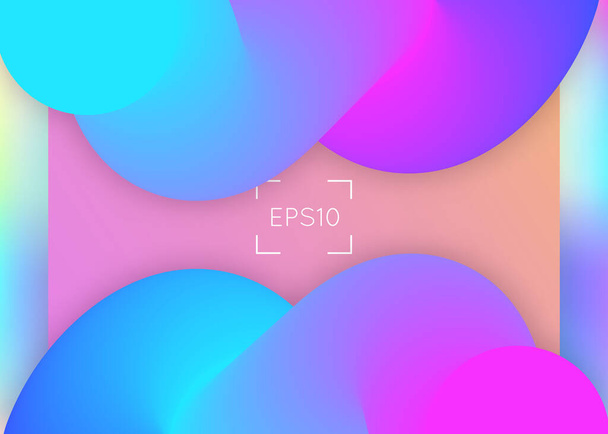 Liquid fluid. Vivid gradient mesh. Magic website, banner layout. Holographic 3d backdrop with modern trendy blend. Liquid fluid with dynamic elements and shapes. Landing page. - ベクター画像