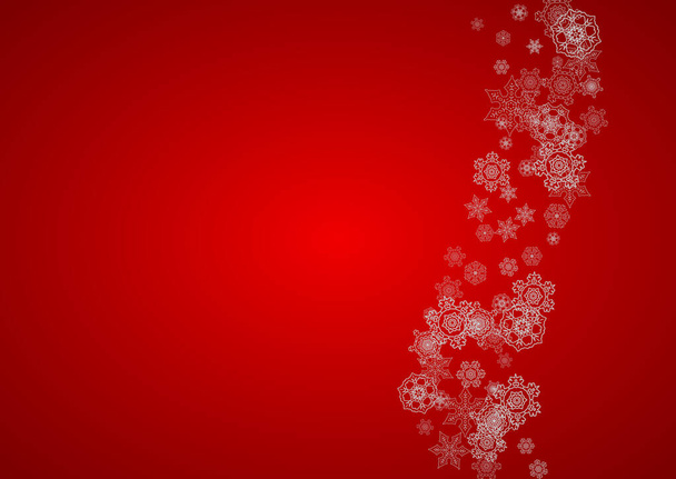 Christmas background with silver snowflakes and sparkles. Horizontal New Year and Christmas background for party invitation, banner, gift cards, retail offers. Falling snow. Frosty winter backdrop. - Διάνυσμα, εικόνα