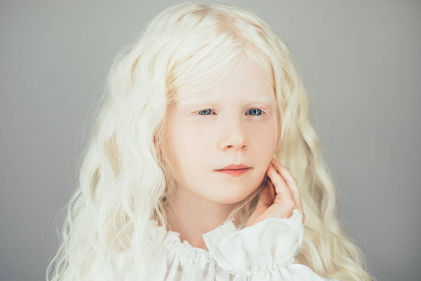 albino beauty sweet child portrait blonde girl - Photo, Image
