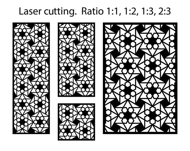 Jali decorative vector panels design. Cnc template set. Laser pattern. Set of geometric screens for laser cutting - Vector, Image