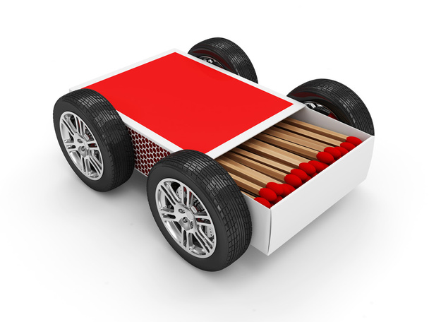 Red Matchbox on Wheels - Фото, изображение
