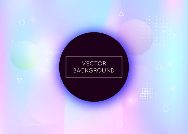 Dynamic shape background with liquid fluid. Holographic bauhaus gradient with memphis elements. Graphic template for flyer, ui, magazine, poster, banner and app. Futuristic dynamic shape background. - Vector, imagen