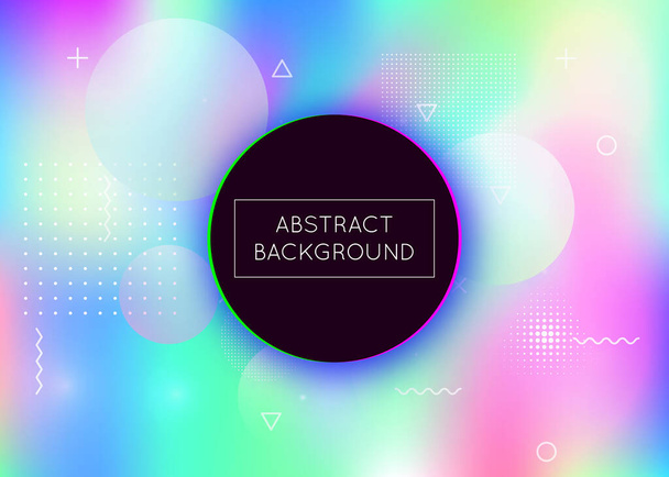 Bauhaus background with liquid shapes. Dynamic holographic fluid with gradient memphis elements. Graphic template for book, annual, mobile interface, web app. Iridescent bauhaus background. - Wektor, obraz