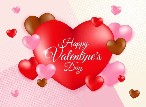 High Quality Love Background with 3D Hearts for your Saint Valentine s Day Design . Isolated Vector Elements - Vector, afbeelding