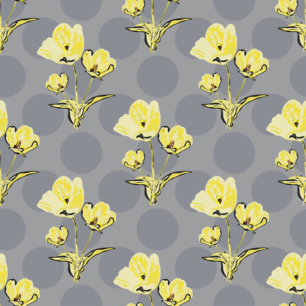 Elegant seamless pattern with tulip flowers, design elements. Floral  pattern for invitations, cards, print, gift wrap, manufacturing, textile, fabric, wallpapers - Vecteur, image