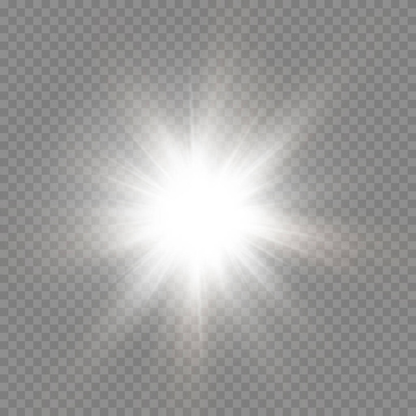 Αφηρημένη διαφανής φως του ήλιου ειδικό εφέ λάμψης φακών.Διάνυσμα θαμπάδα σε κίνηση λάμψη λάμψη λάμψη λάμψη. Μεμονωμένο διαφανές φόντο. Στοιχείο διακόσμησης. Οριζόντιες ακτίνες και προβολείς. - Διάνυσμα, εικόνα