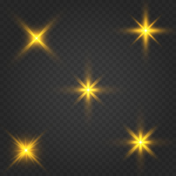Abstract transparent sunlight special lens flare light effect.Vector blur in motion glow glare. Isolated transparent background. Decor element. Horizontal star burst rays and spotlight. - Vector, Image