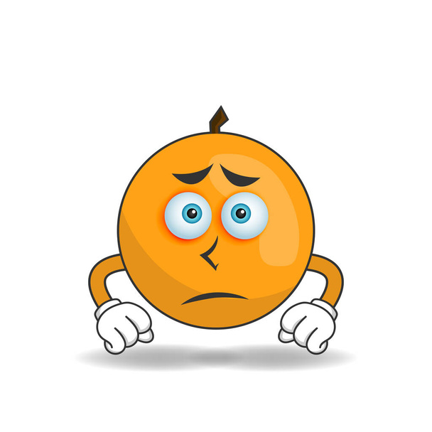 Orange mascot character with sad expression. - Vector, Image