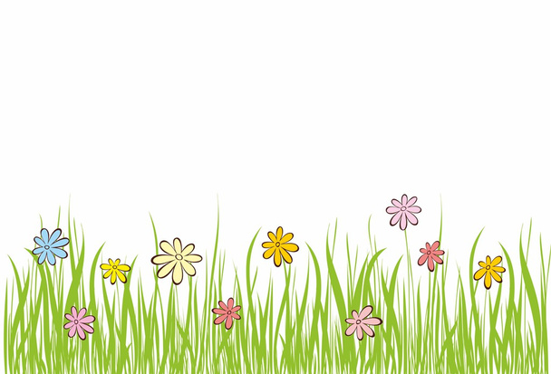 Background with grass and flowers. - Vektor, obrázek