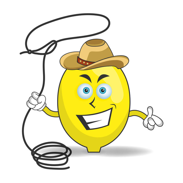 The Lemon mascot character becomes a cowboy. - Vector, Image