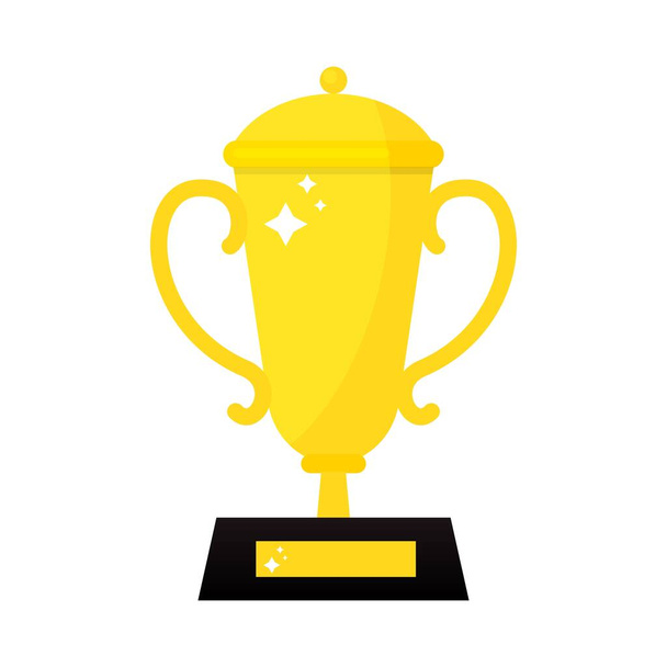 Gold cup isolated on white background. Winner gold award. Success metal medal best achievement. Champion medallion prize with star. Vector illustration first place achievement award. Leader badge - Vector, Image