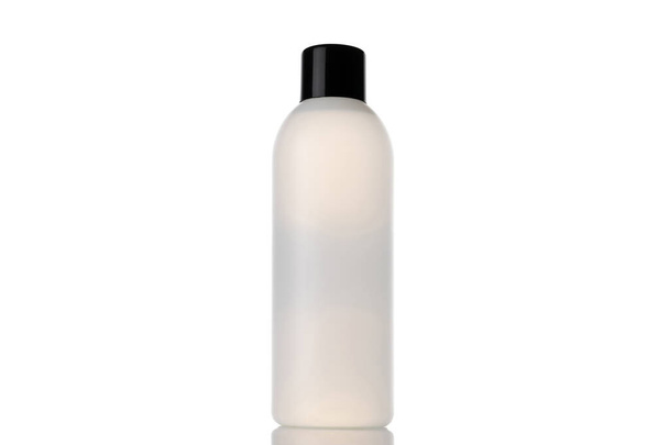 Pump bottle, empty sanitizer container for mineral cosmetic, soap shampoo isolated on white. Clear plastic blank cap for water, antiseptic gel in spray bottle on transparent background - Photo, Image
