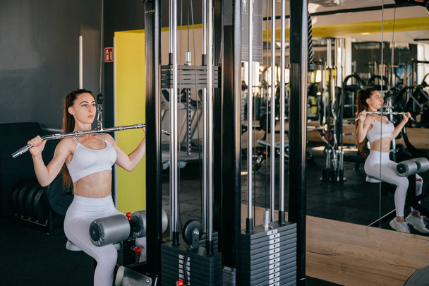 young fitness woman execute exercise with exercise machine in gym - Fotografie, Obrázek