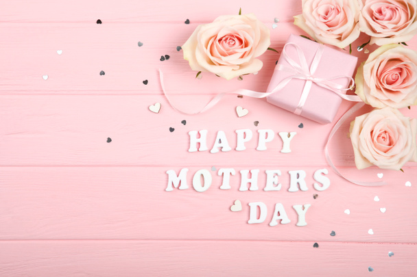 beautiful mothers day background on colored background with place for text - Photo, Image