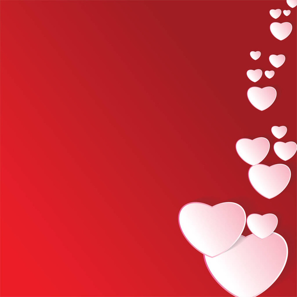 Valentines day vector paper with red background. Heart design and cloud vector illustration - Vector, Image