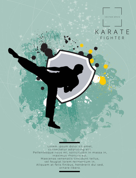 Junge männliche Karatekrieger. Gesunder Lebensstil. Kampfkunst. Vektor - Vektor, Bild