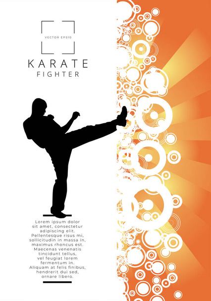 Fiatal férfi karate harcos. Egészséges életmód. Harcművészet. Vektor - Vektor, kép