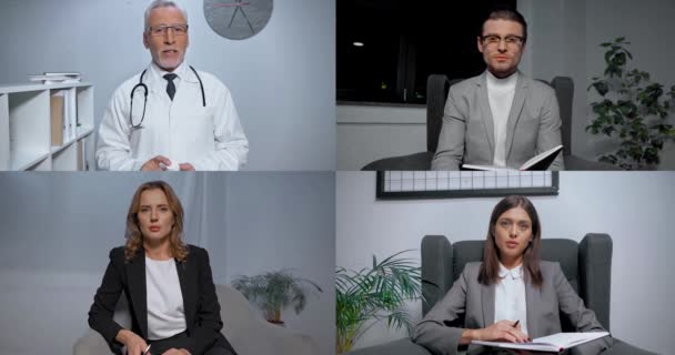 Γιατρός μιλάει με επιχειρηματίες κατά τη διάρκεια του συνεδρίου skype  - Πλάνα, βίντεο