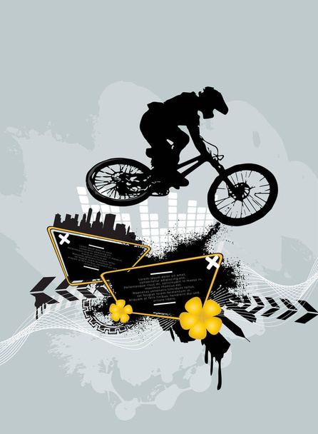 Aktiver Mann. BMX-Fahrer im abstrakten Sport-Hintergrund, Vektor. - Vektor, Bild