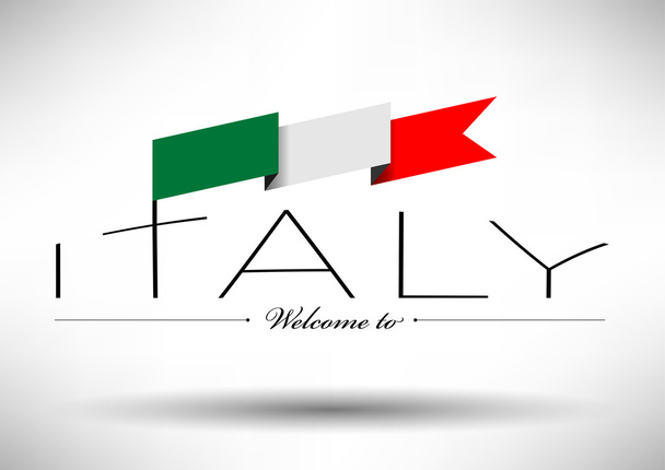 Italian Flag with Typography Design - Vector, Image