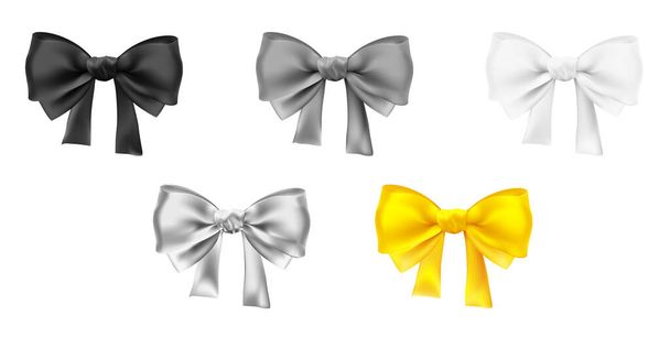 vector bow. Set of five decorative elements isolated  - Vettoriali, immagini