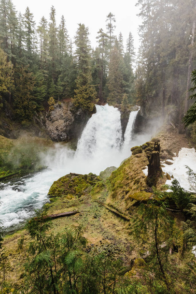 Piękne ujęcie Sahalie Falls w Oregonie - Zdjęcie, obraz
