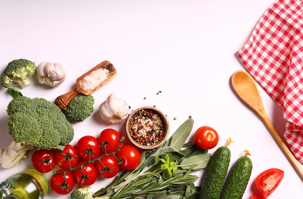 fond alimentaire légumes frais et épices - Photo, image