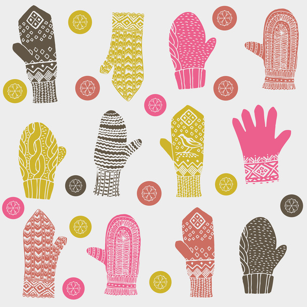 Winter mittens and gloves - Διάνυσμα, εικόνα