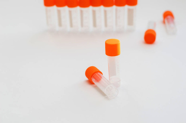 Test tubes for medical testing and analysis covid vaccine. Healthcare And Medical concept - Photo, Image