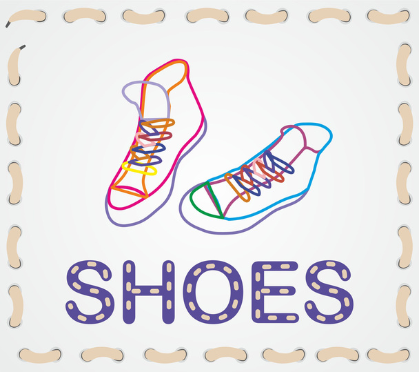 sneakers painted with colored lines - Vector, imagen