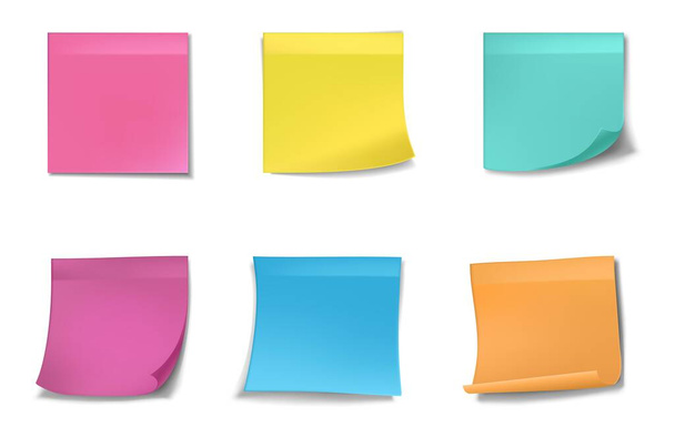 3d realistic vector colorful paper squares for notes. - Vector, Image