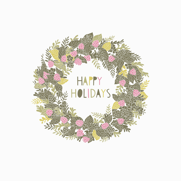 Greeting card with a festive wreath - Vector, Image