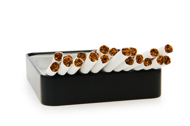 Zigarettenrauchen isoliert auf weißem Hintergrund - Foto, Bild