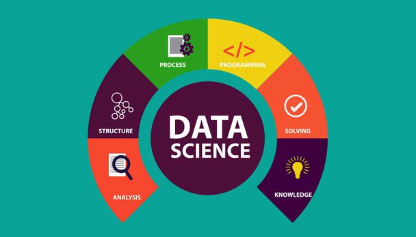 dados ciência infográficos vetor ilustração, análise de dados, estrutura, processamento de dados, programação - Vetor, Imagem