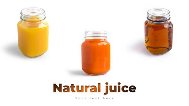Different kinds of juice isolated on a white background - Photo, Image