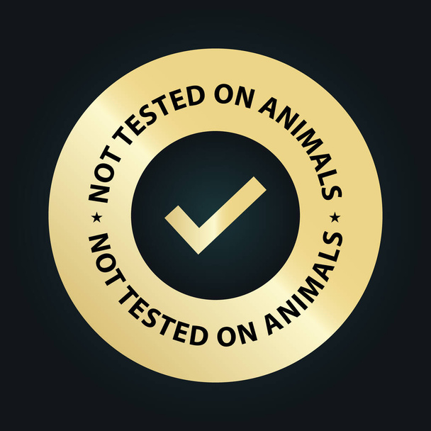 「動物でテストされていない」ベクトルスタンプ製品デザイン要素のための黄金のエレガントなプレミアムアイコン - ベクター画像