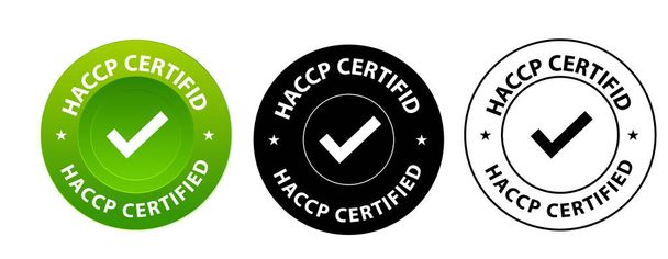 Значок зеленого цвета, сертифицированный HACCP - Вектор,изображение