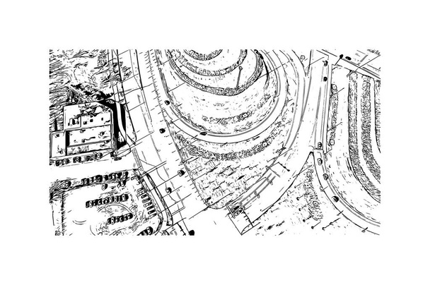 Print Вид на город Кливленд - это город в штате Огайо. Ручной рисунок в векторе. - Вектор,изображение