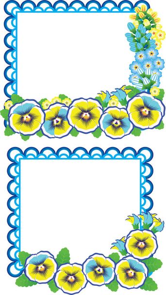 square frames, greetings from March 8, background with flowers, postcard, spring day,forget-me-nots, multi-colored frames, pink, lilac - Vektori, kuva
