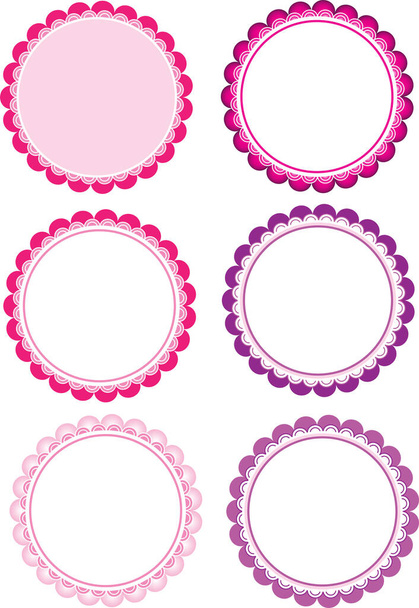 round frames, multi-colored frames, pink, blue, lilac, blue frames, pink background, pink frames, summer frames - Vecteur, image