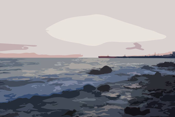 石の海岸のサーフ - ベクター画像
