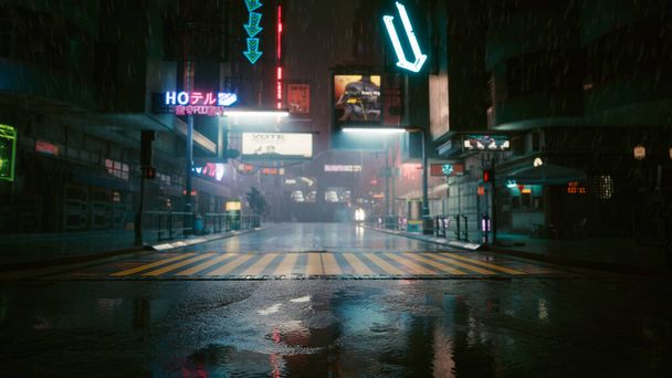 Dark neon city in the game - Photo, Image