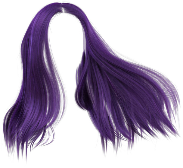 Straight Purple μαλλιά απομονώνονται σε λευκό - Φωτογραφία, εικόνα