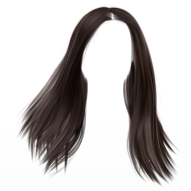 Straight Brown Hair geïsoleerd op wit - Foto, afbeelding