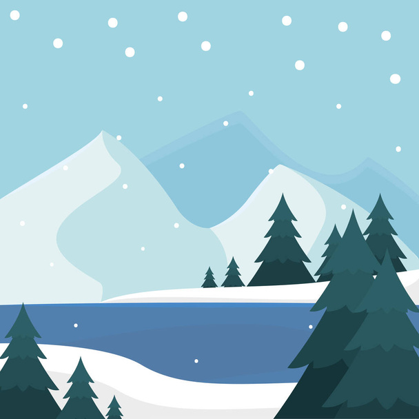 Winter landscape background - Vector, Imagen