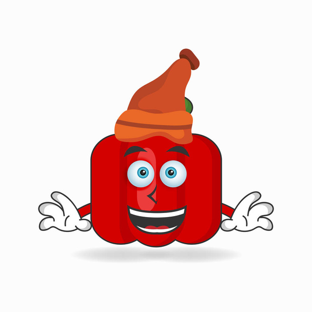 The Red paprika mascot character wearing a hat. - Vector, Image