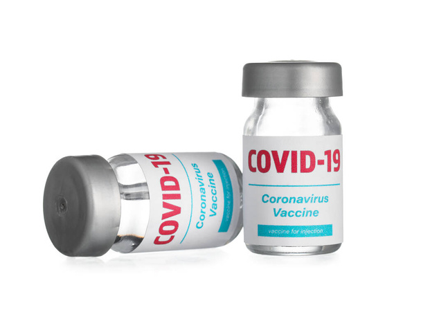 Vaccine for immunization against COVID-19 on white background - Photo, Image