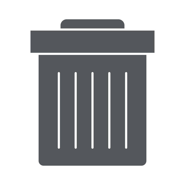 ícone de lata de lixo, estilo silhueta - Vetor, Imagem